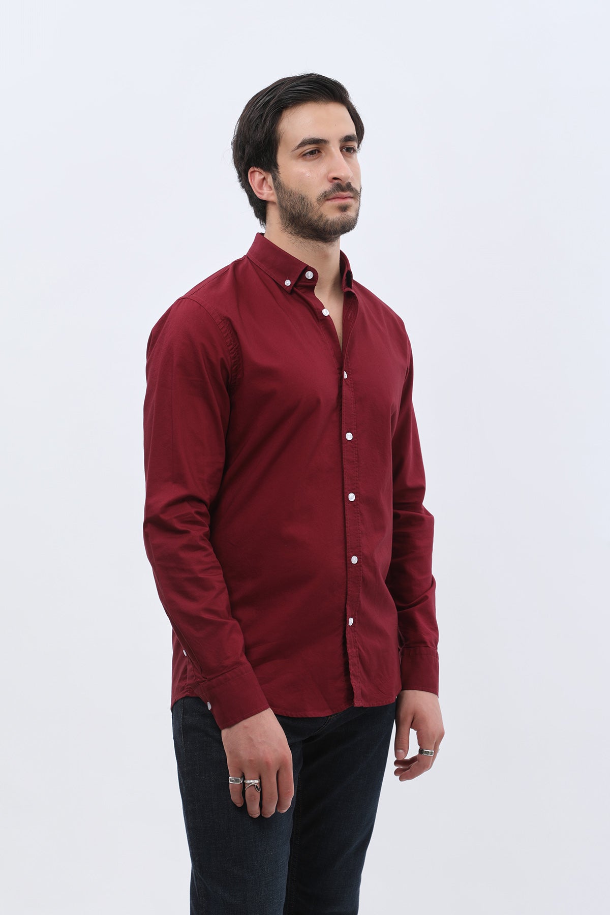 قميص أوكسفورد بقبة بأزرار من SHIRTSPRO - لون أحمر بورجندي