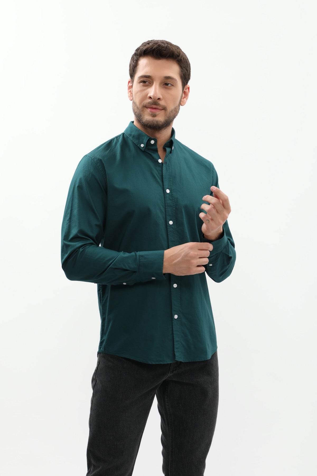 قميص أكسفورد بقبة بأزرار من SHIRTSPRO - لون تيل داكن