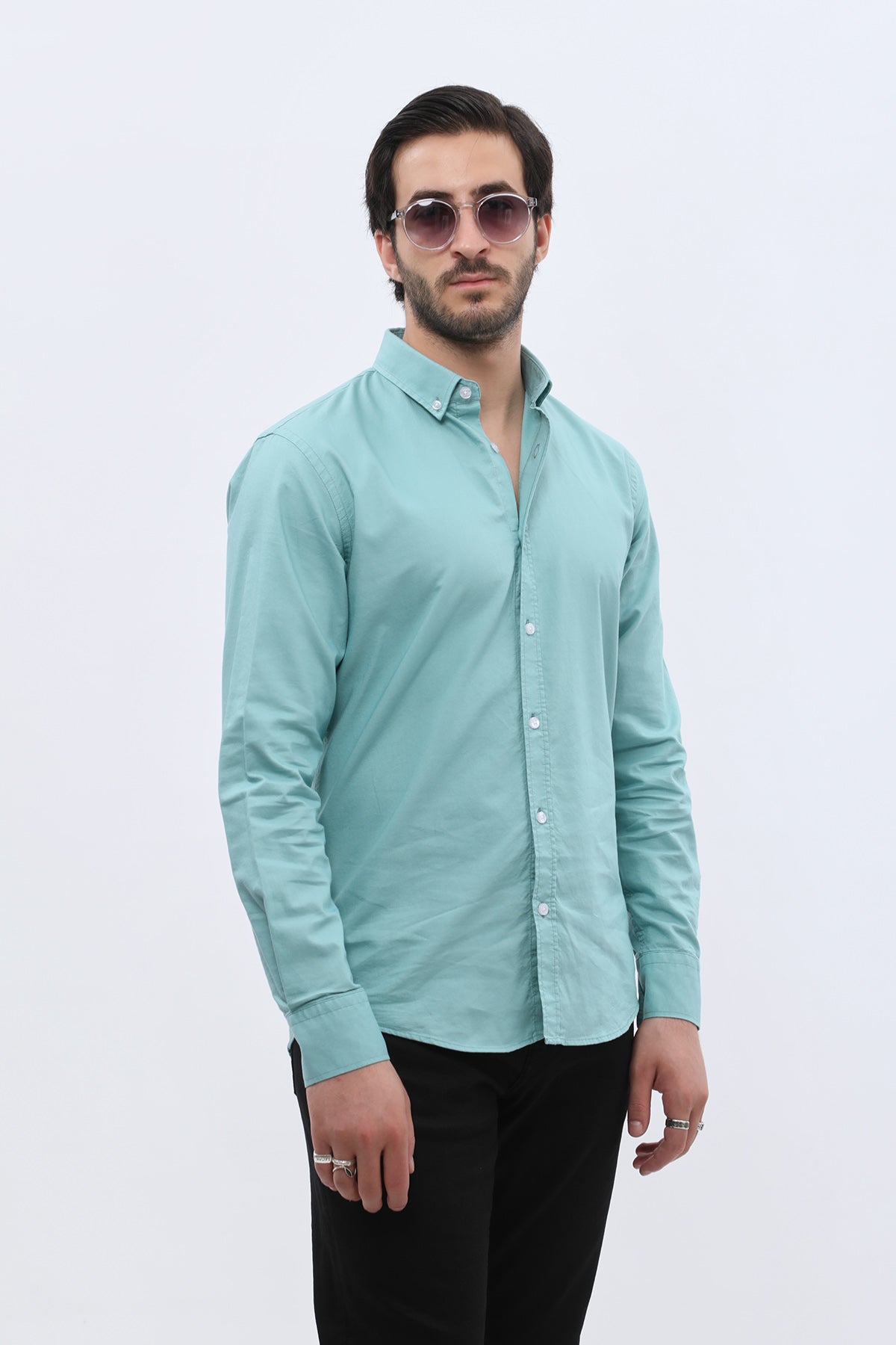 قميص أوكسفورد بقبة بأزرار من SHIRTSPRO - لون أزرق باهت