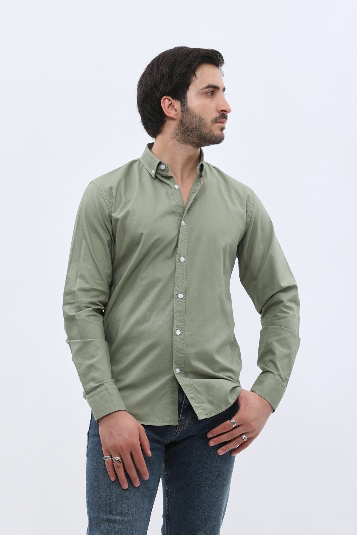 قميص أوكسفورد بقبة بأزرار من SHIRTSPRO - لون أخضر زيتوني
