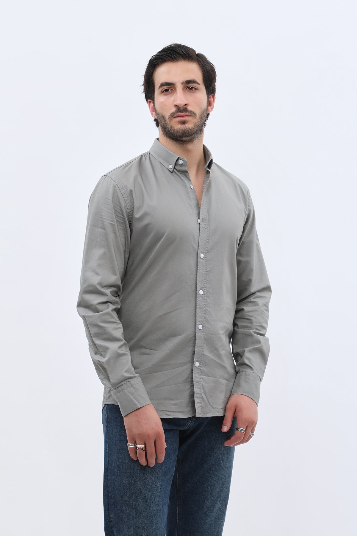 قميص أوكسفورد بقبة بأزرار من SHIRTSPRO - لون رمادي باهت