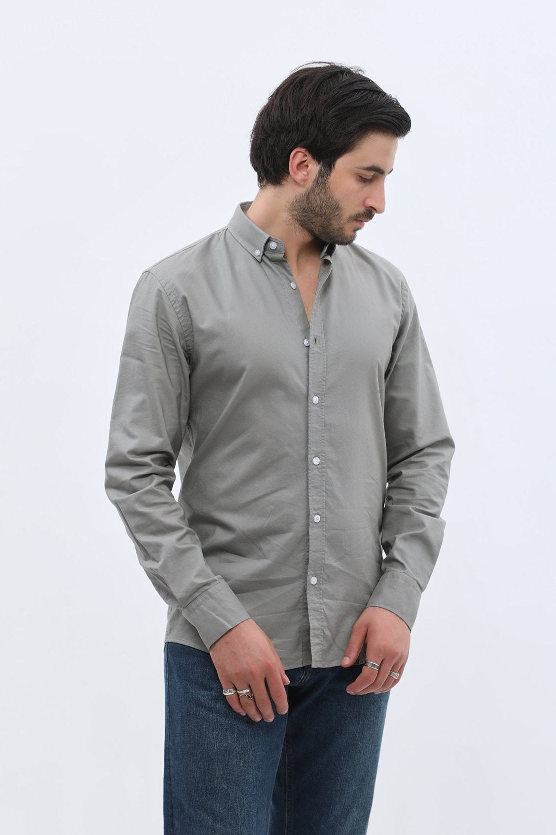 قميص أوكسفورد بقبة بأزرار من SHIRTSPRO - لون رمادي باهت