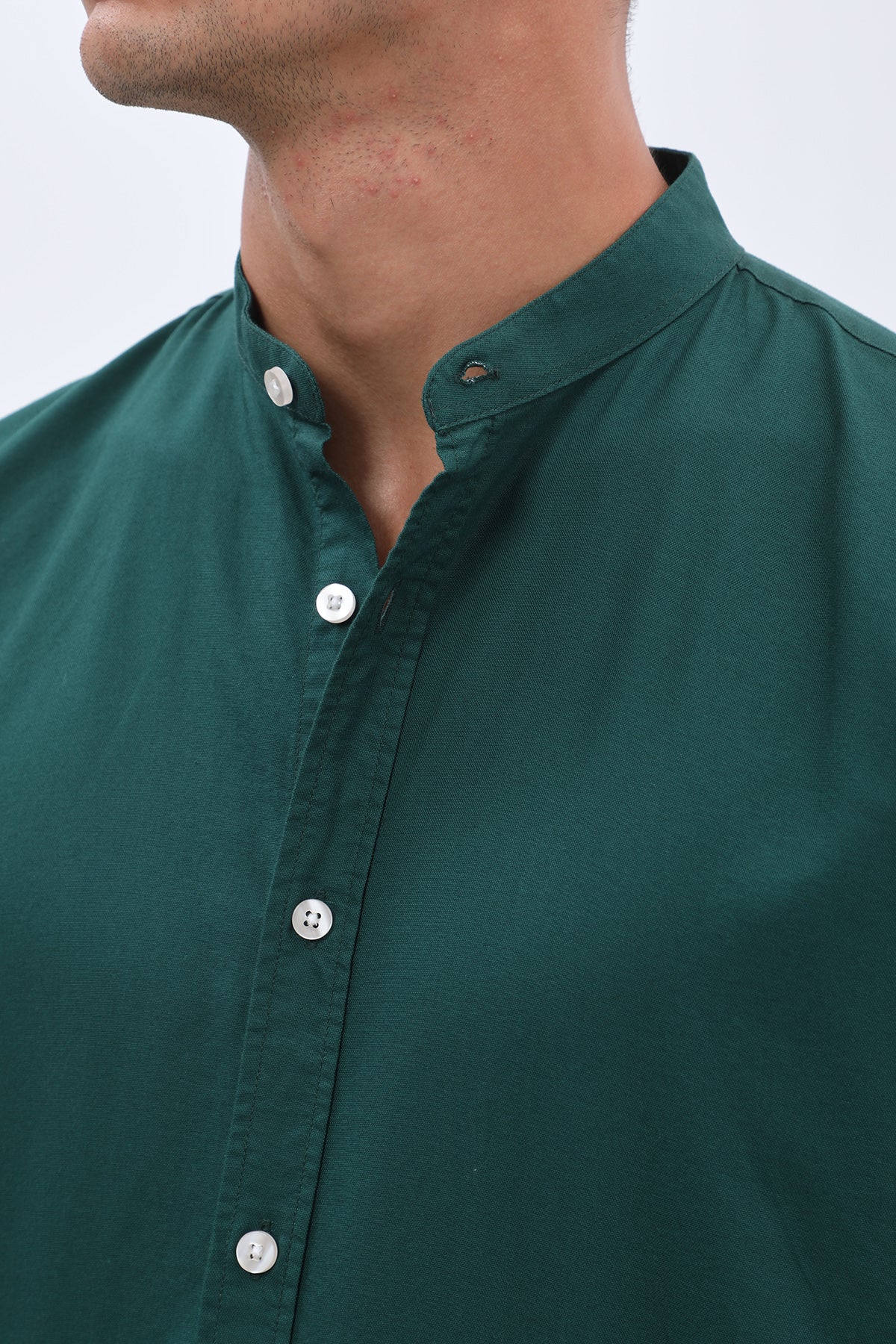 SHIRTSPRO Oxford Regular Fit Short Sleeve Shirt - Mao Collar