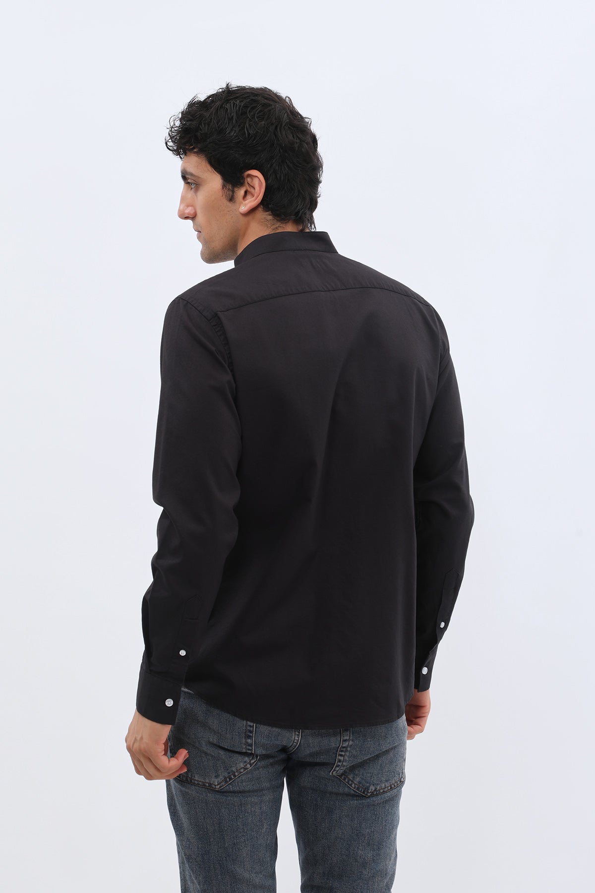 SHIRTSPRO Oxford Regular Fit Shirt - Mao Collar - Black