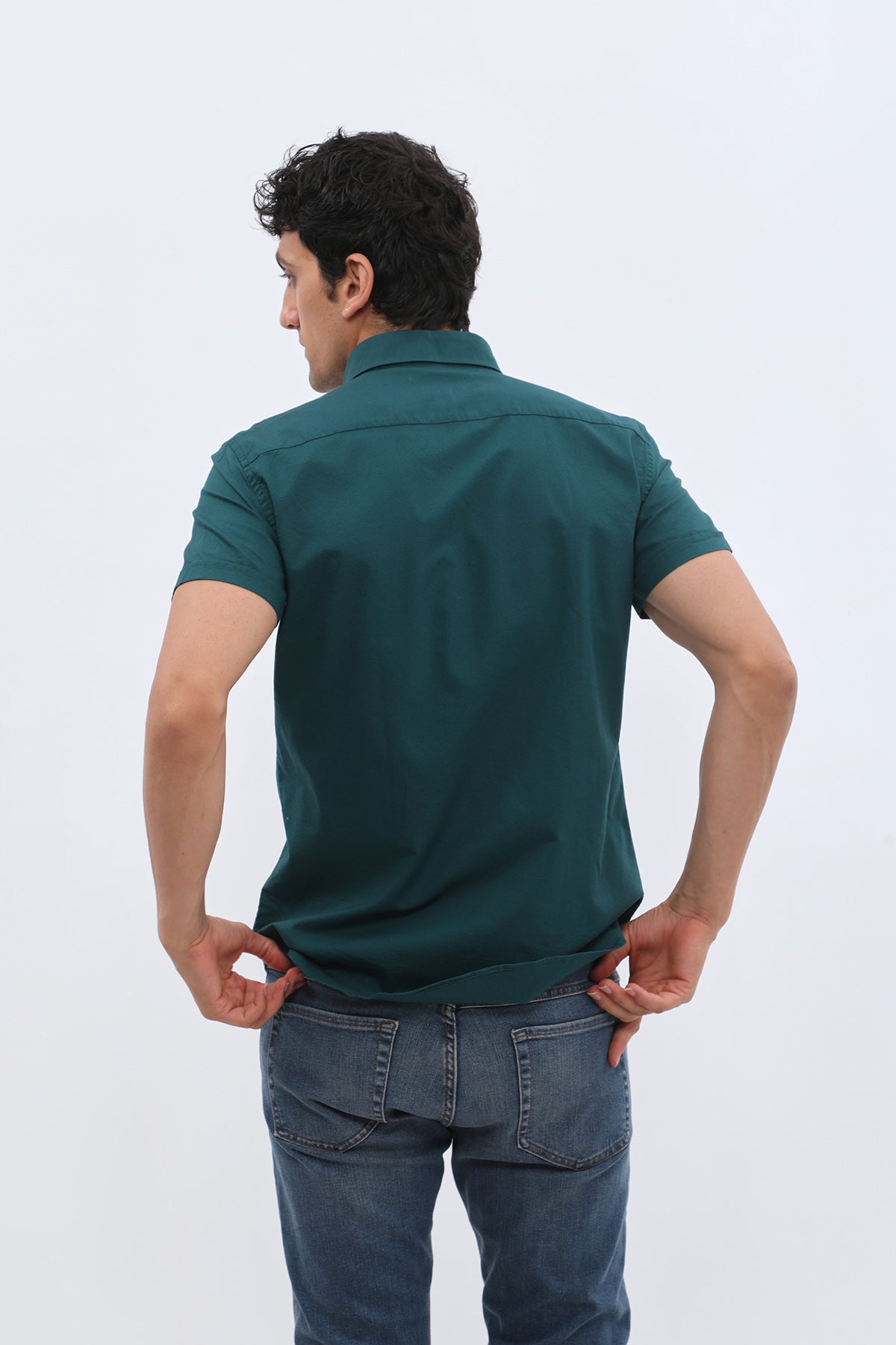 SHIRTSPRO Oxford Regular Fit Short Sleeve Shirt - Button-Down Collar - Deep Teal