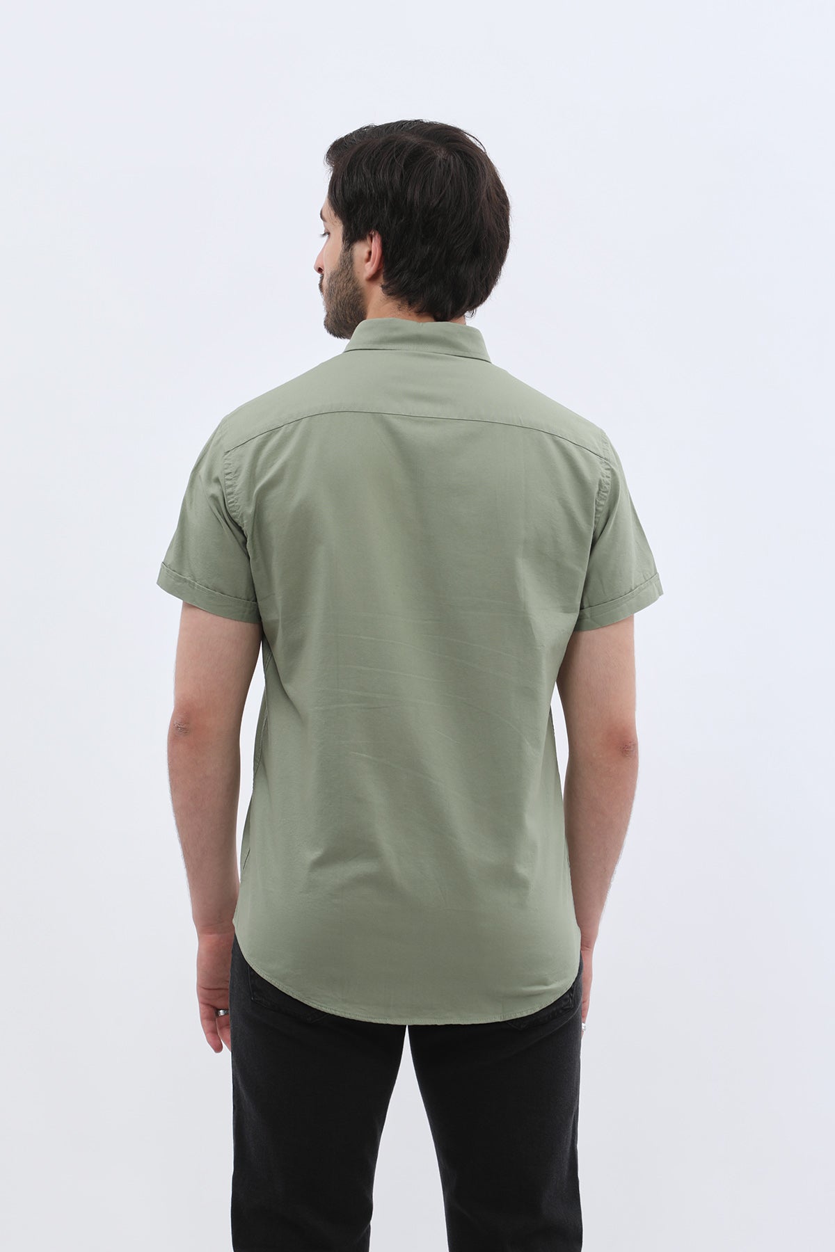 SHIRTSPRO Oxford Regular Fit Short Sleeve Shirt - Button-Down Collar - Oil Green