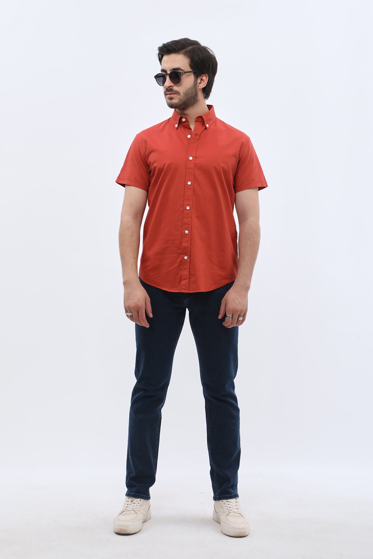 SHIRTSPRO Oxford Regular Fit Short Sleeve Shirt - Button-Down Collar - Picante