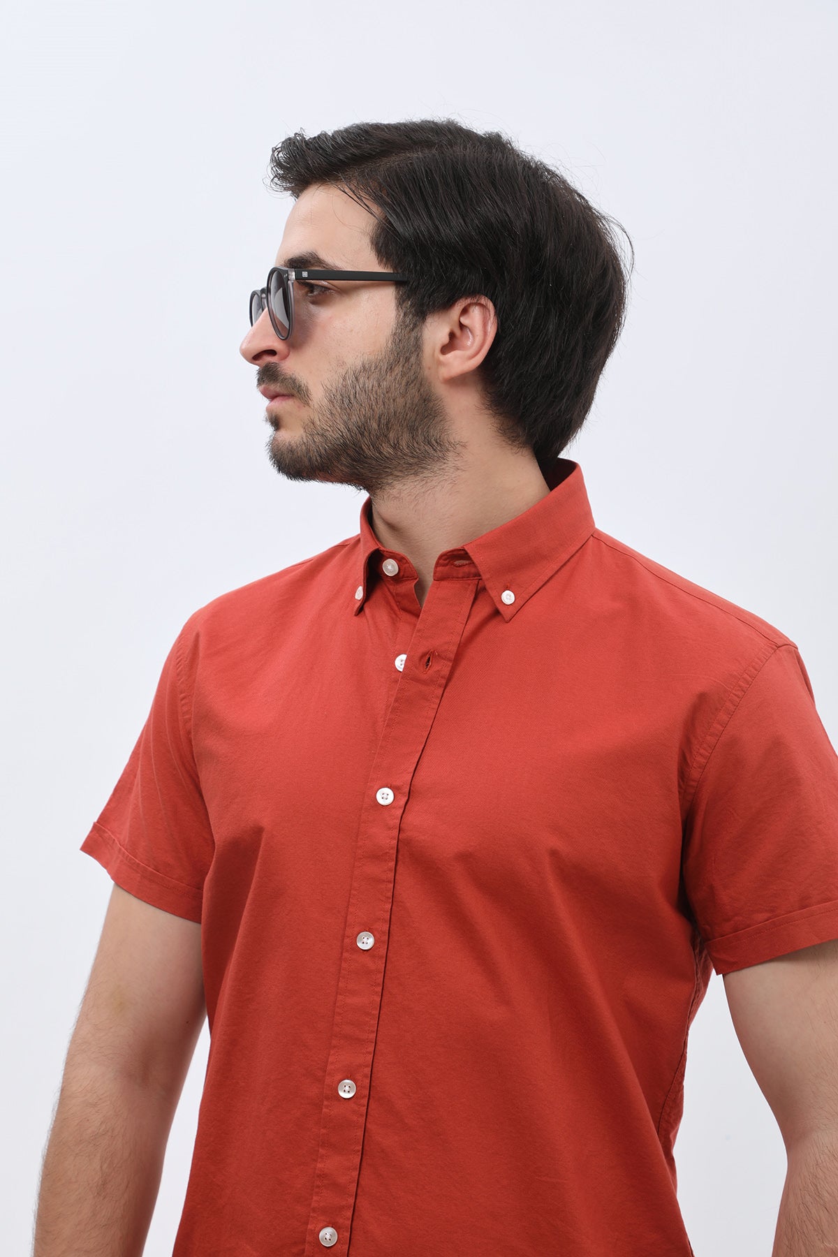 SHIRTSPRO Oxford Regular Fit Short Sleeve Shirt - Button-Down Collar - Picante