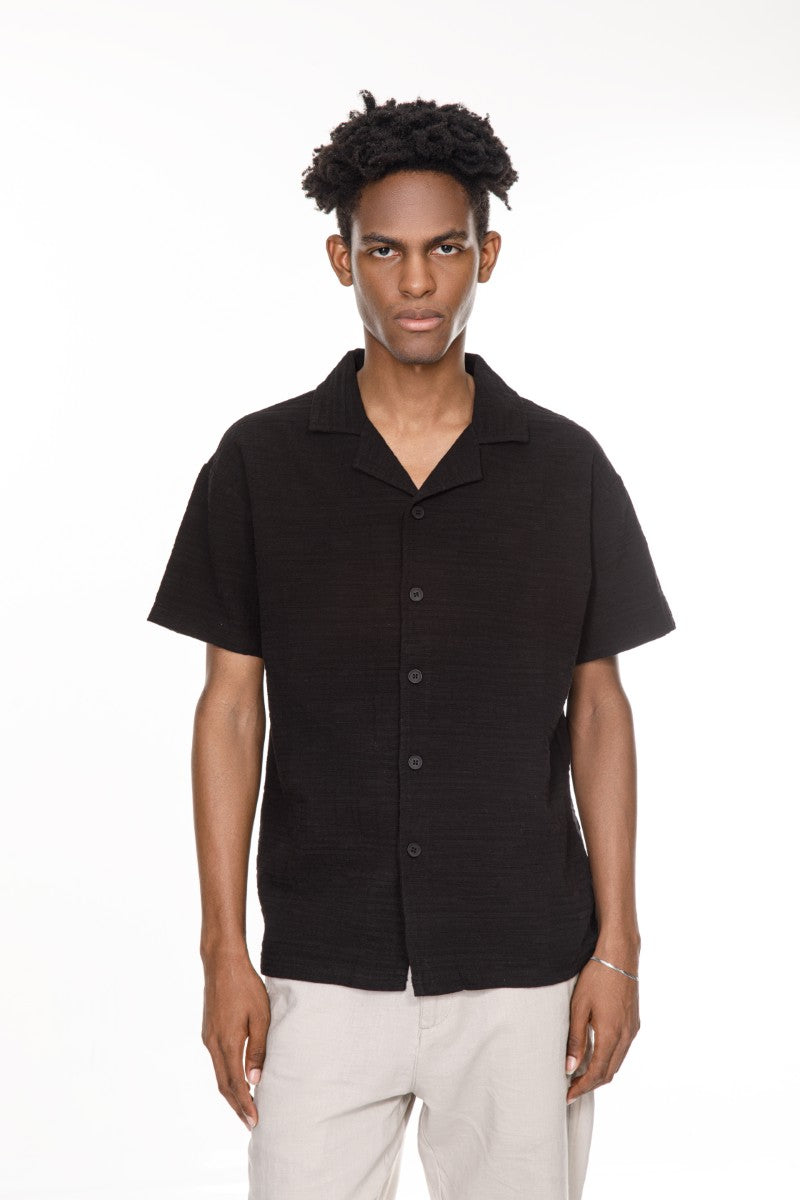 Classic Cotton Summer Shirt – Black