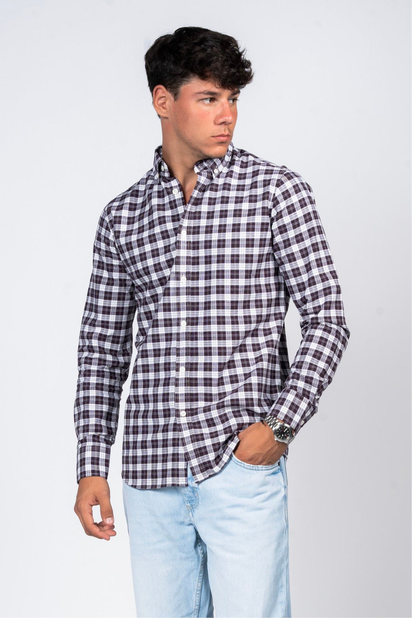 SHIRTSPRO Checked Smart Fit Shirt - Button-Down Collar - Pulm Perfect