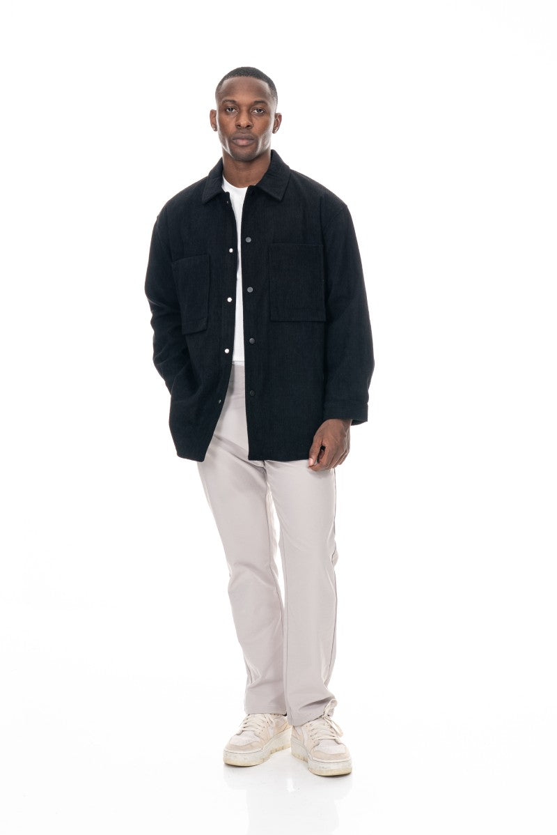 جاكيت بقصة مريحة ونقشة مميزة - أسود