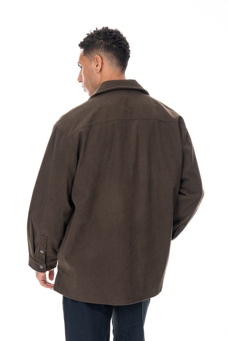 جاكيت مريح بقصة مريحة - بني