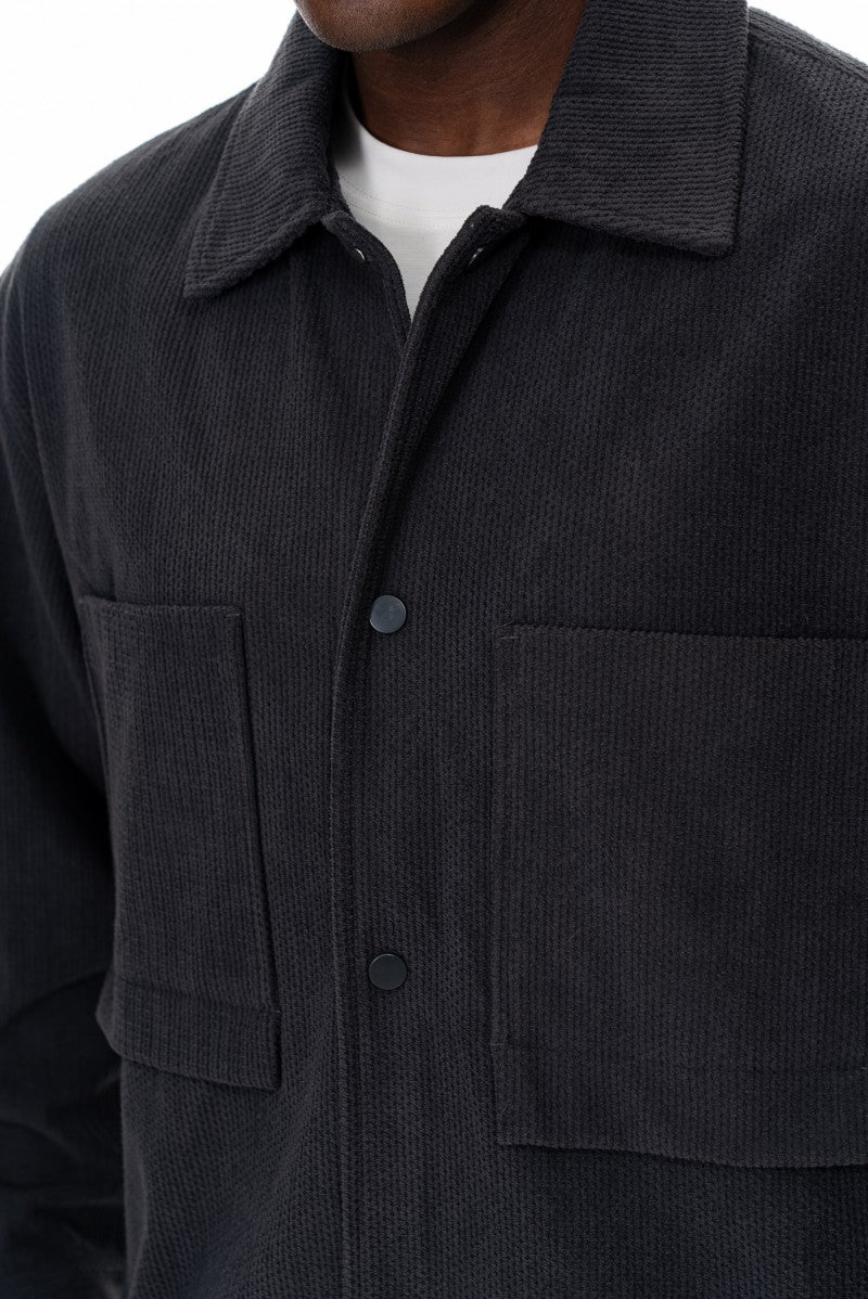 جاكيت مريح بقصة مريحة - رمادي داكن