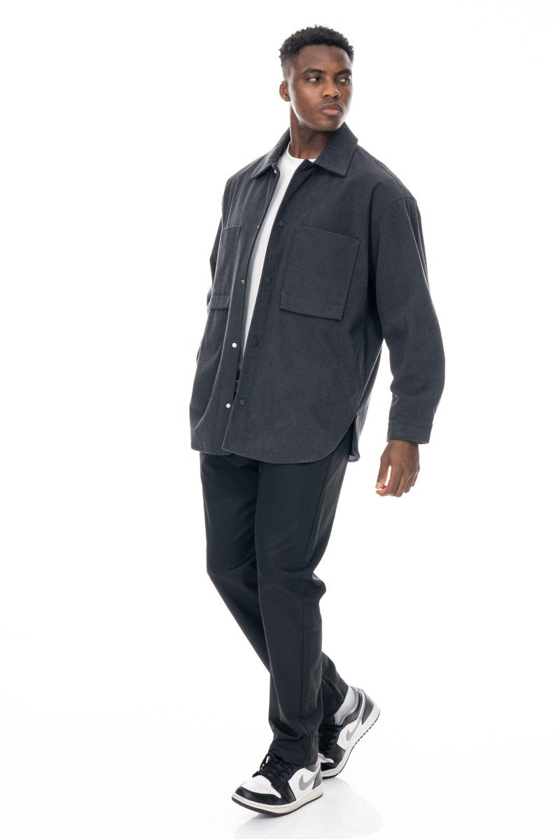 جاكيت مريح بقصة مريحة - رمادي داكن