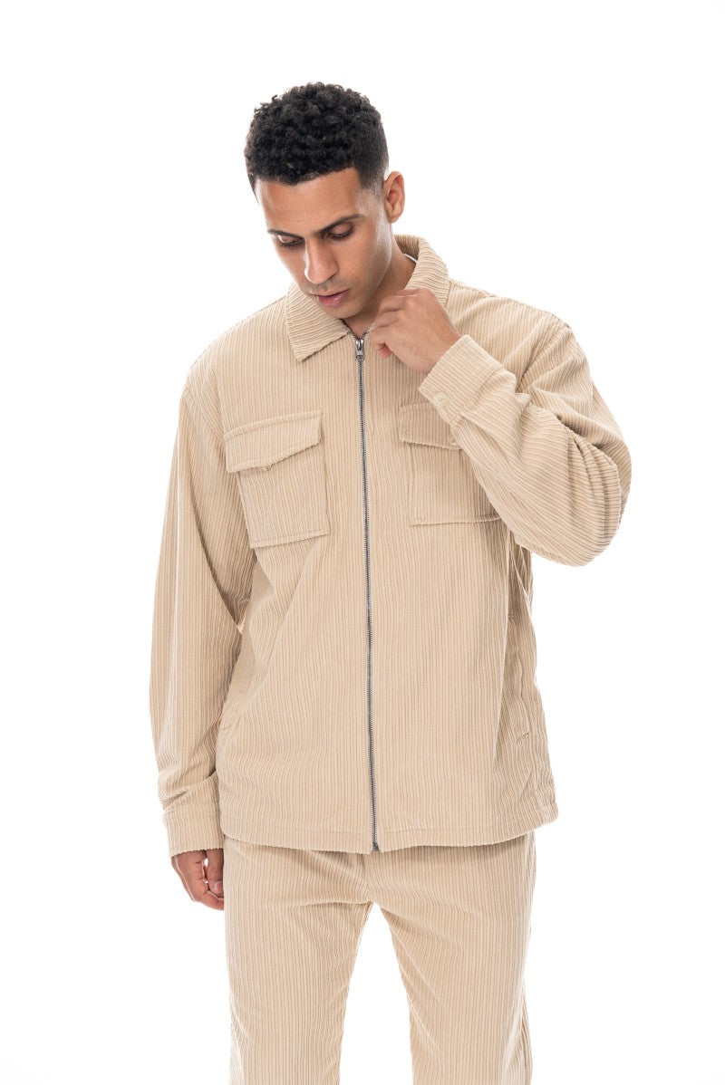 جاكيت مخملي بقصة مريحة - بيج