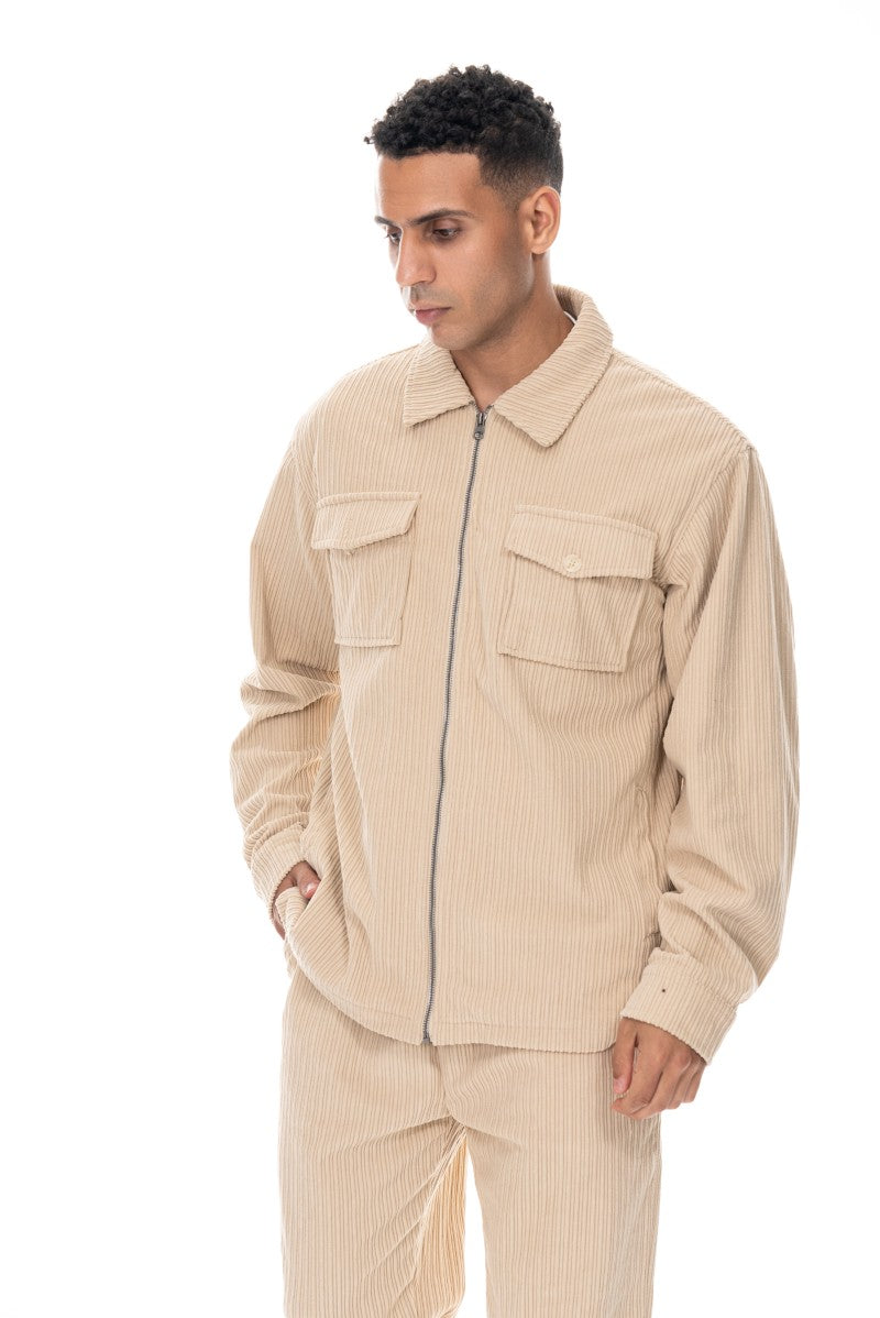 جاكيت مخملي بقصة مريحة - بيج