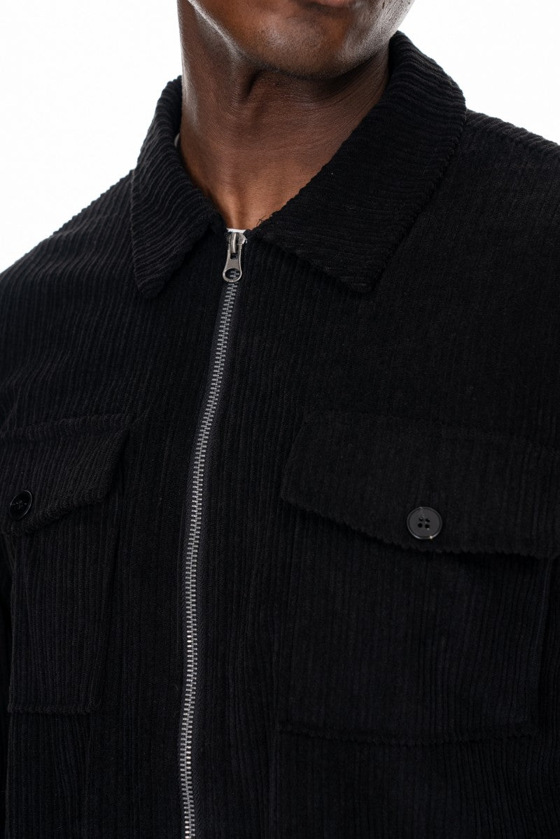 جاكيت مخملي بقصة مريحة - أسود