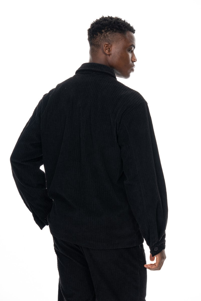 جاكيت مخملي بقصة مريحة - أسود