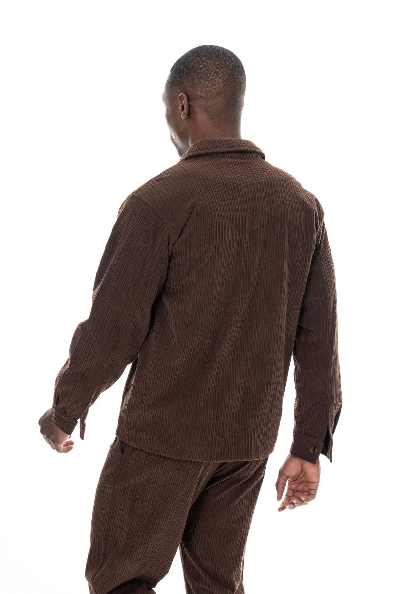 جاكيت مخملي بقصة مريحة - بني