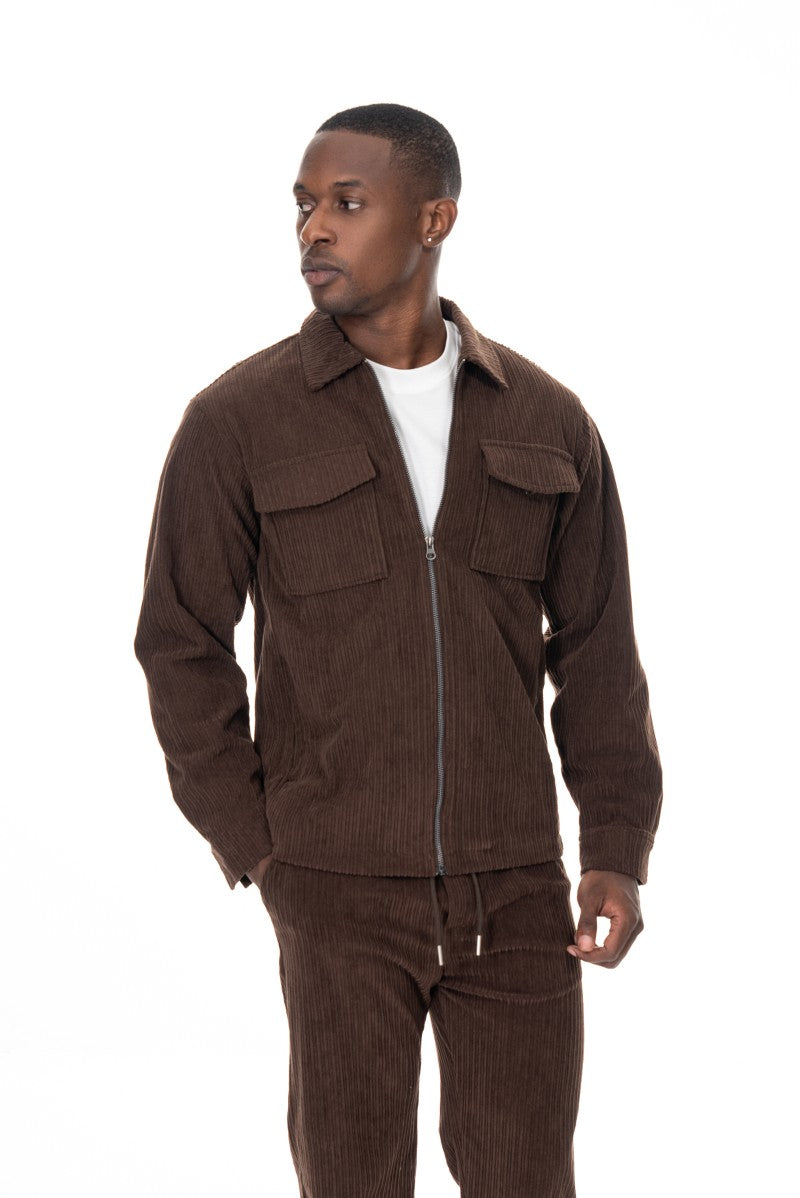 جاكيت مخملي بقصة مريحة - بني