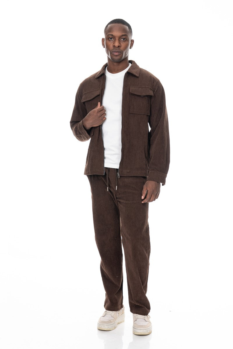 جاكيت مخملي بقصة مريحة - بني