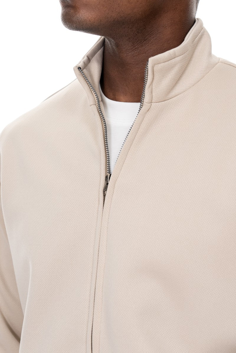 جاكيت رياضي بسحاب أمامي وقصة مريحة - بيج