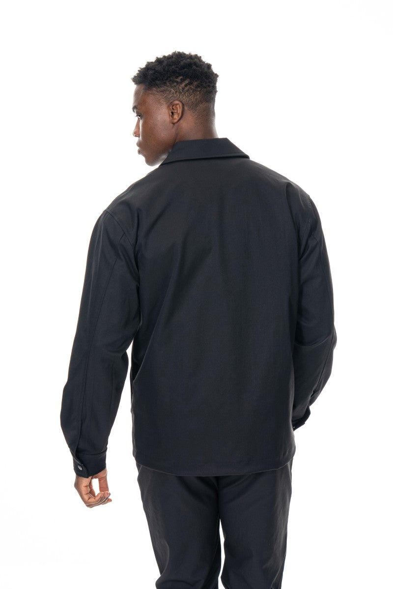 جاكيت بسحاب أمامي بقصة عادية - أسود