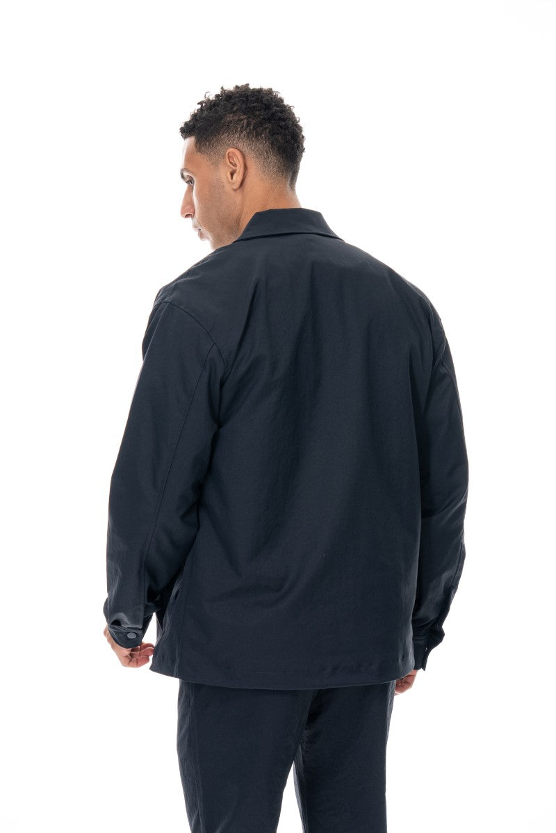 جاكيت بسحاب أمامي بقصة عادية - كحلي