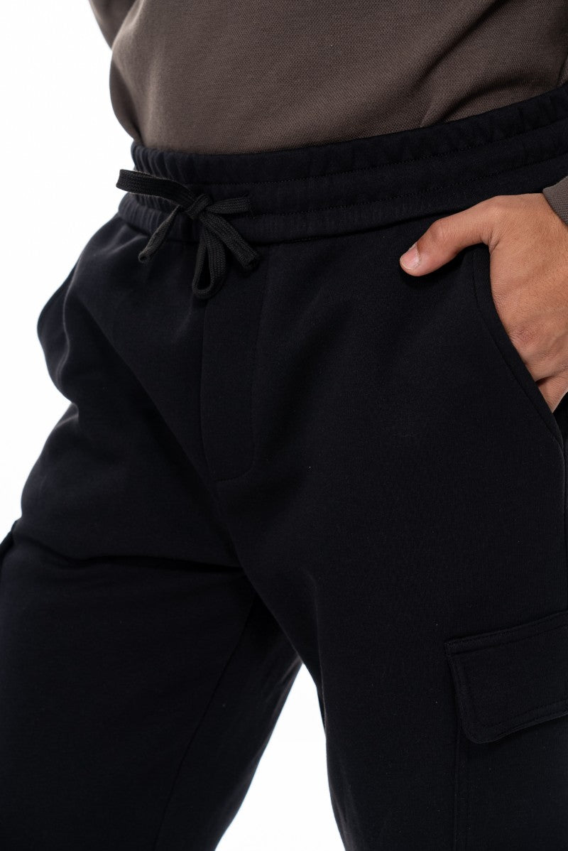 بنطال رياضي قطني مريح - أسود