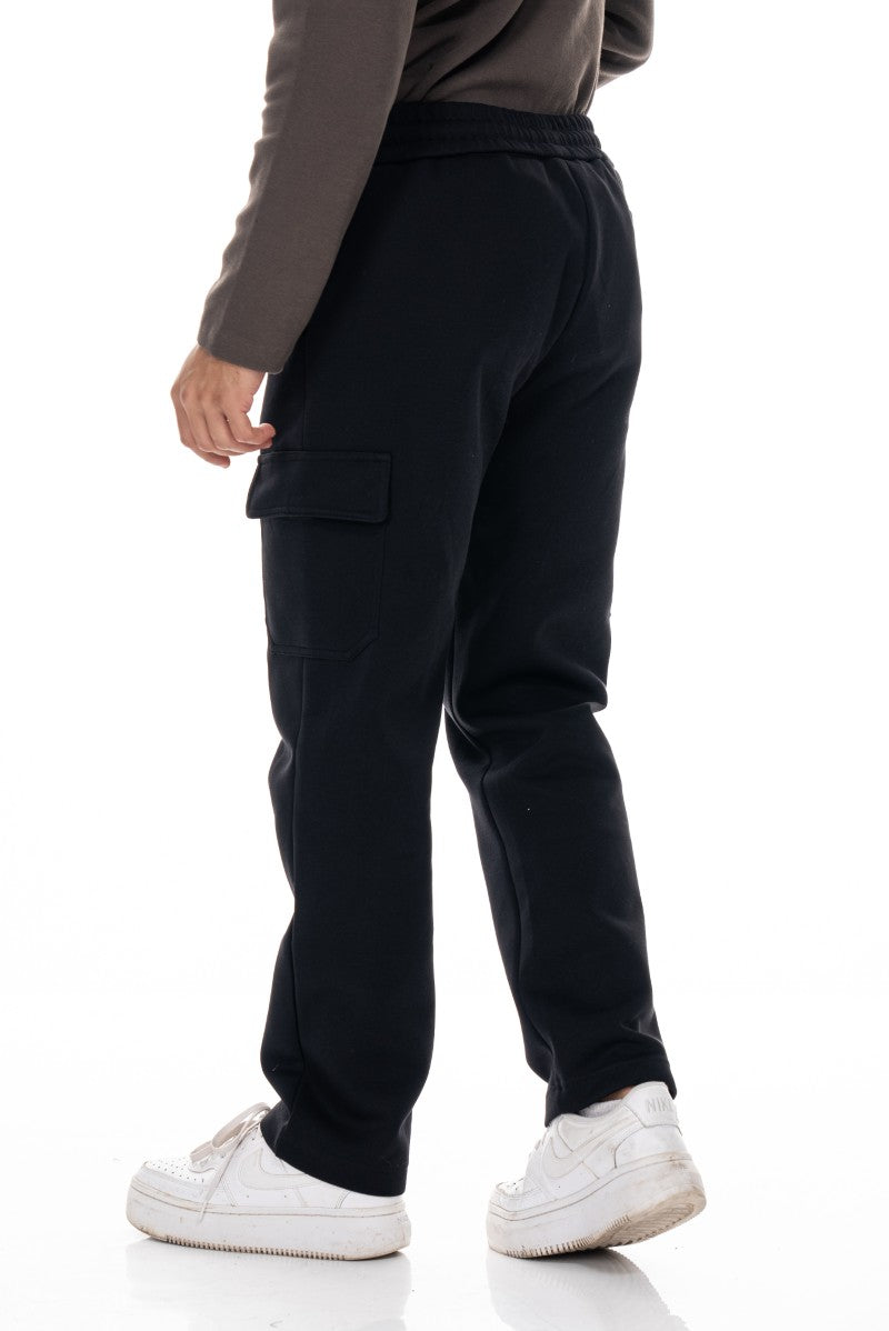 بنطال رياضي قطني مريح - أسود