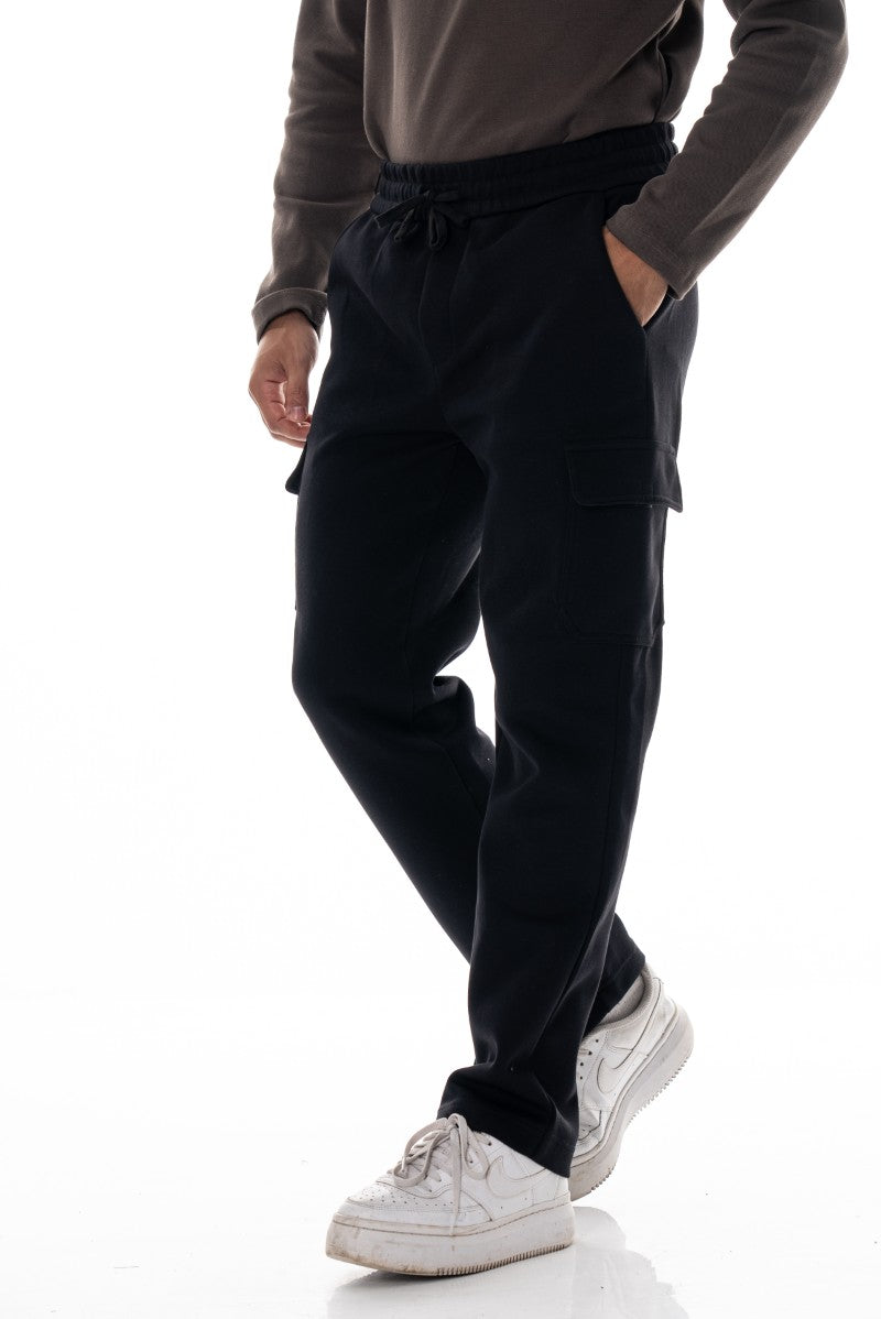 بنطال رياضي قطني مريح - أسود