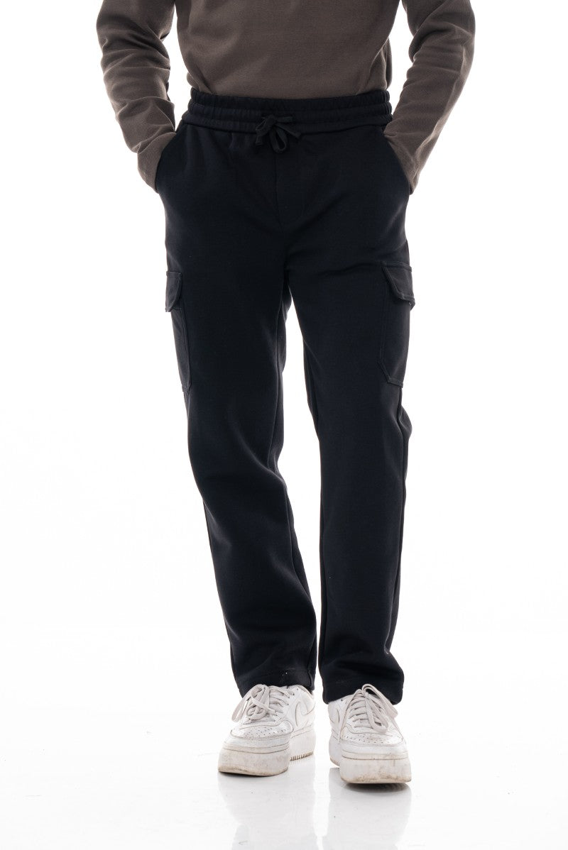 بنطال رياضي قطني مريح - أسود