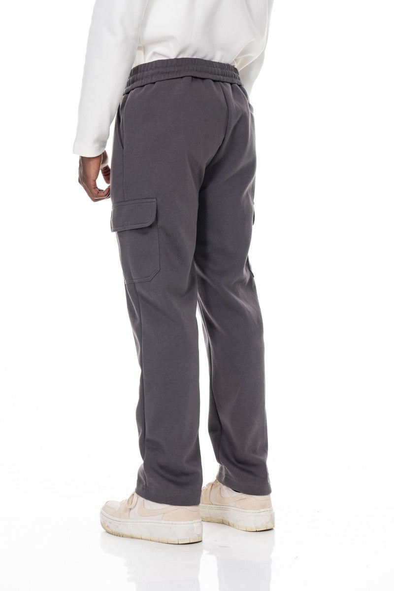 بنطال رياضي قطني مريح - رمادي داكن