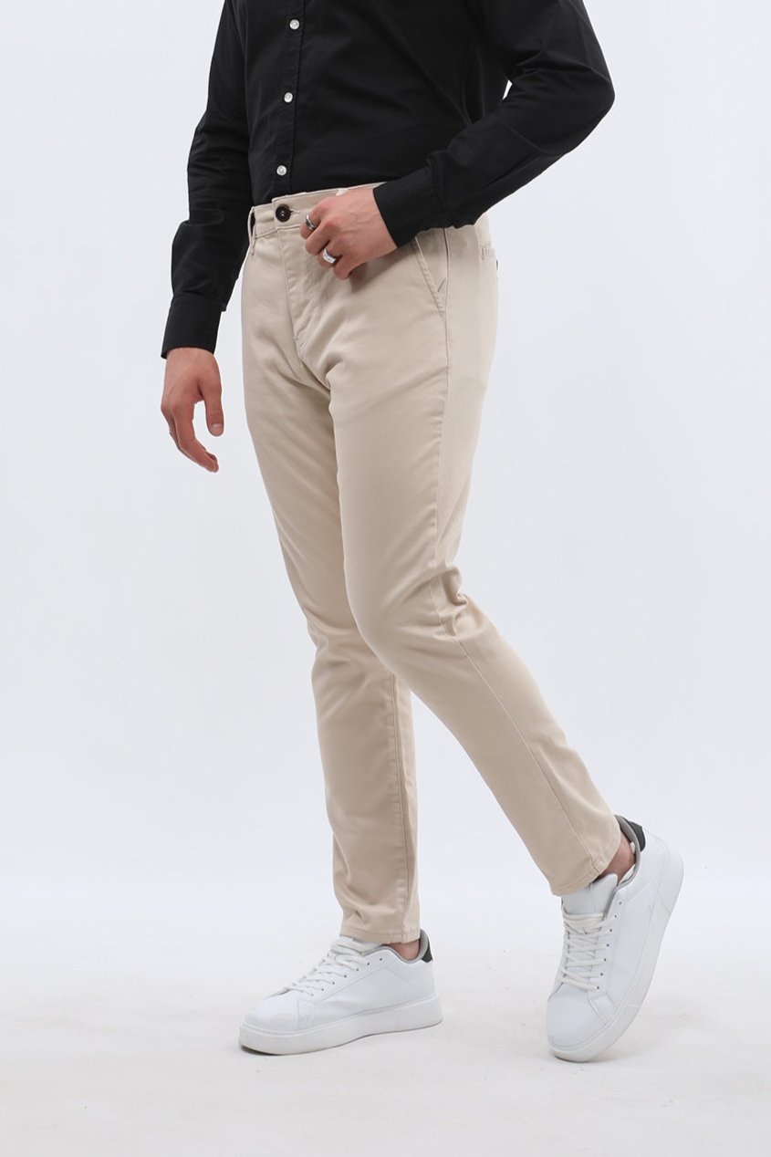 JEANSPRO Cotton Slim Fit Chino Pants - Cream