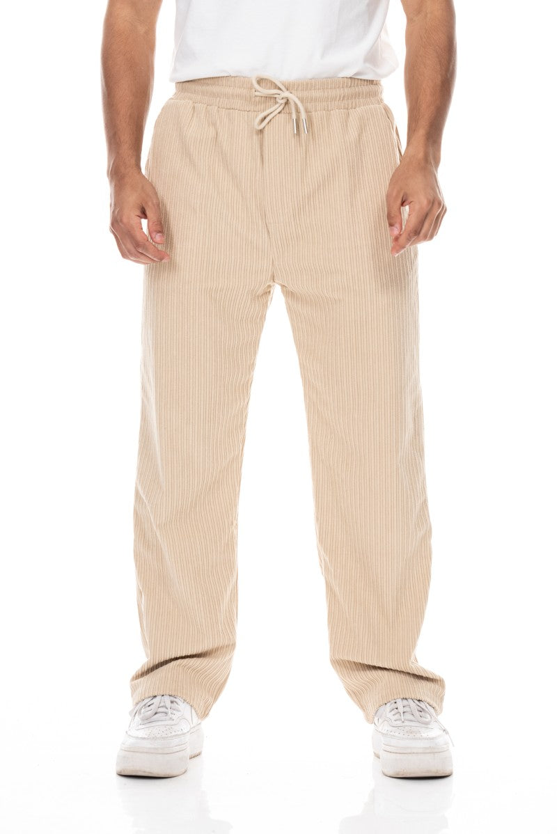 بنطال رياضي مريح من قماش الكوردروي - بيج