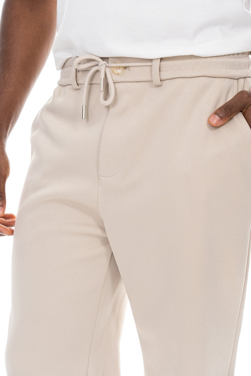 بنطال مريح برباط - بيج