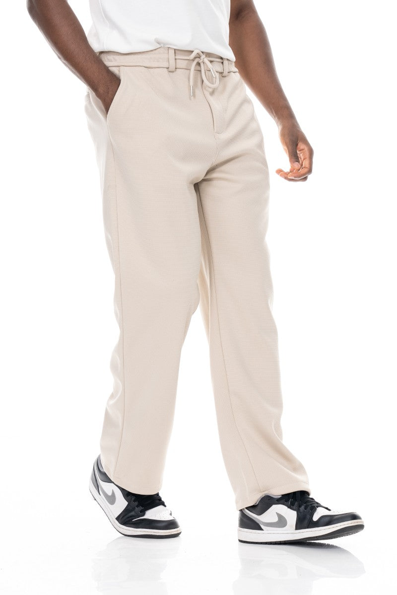 بنطال مريح برباط - بيج