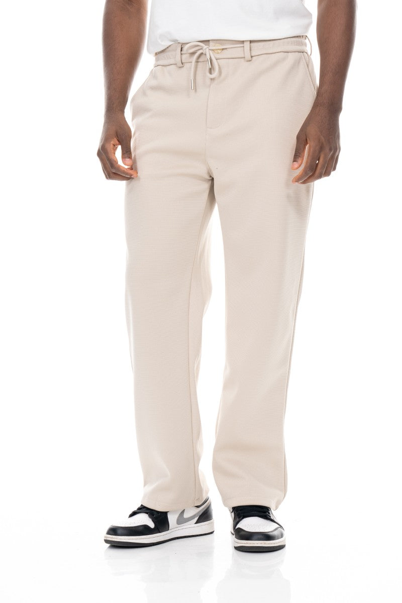 بنطال مريح برباط - بيج