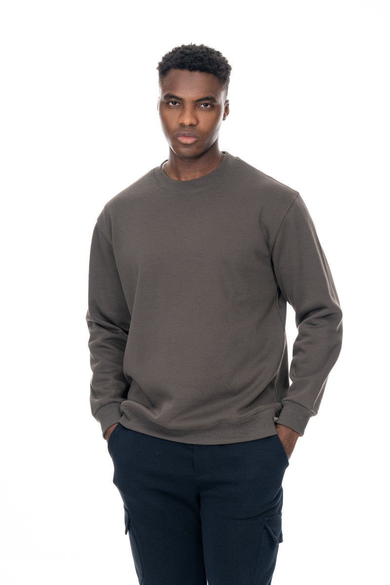 سويت شيرت قطني أساسي - أخضر عسكري