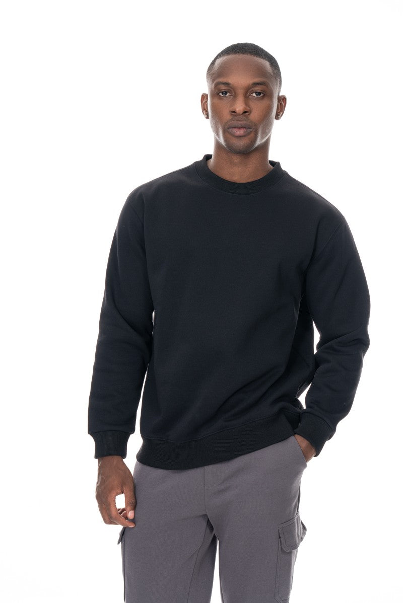 سويت شيرت قطني أساسي - أسود