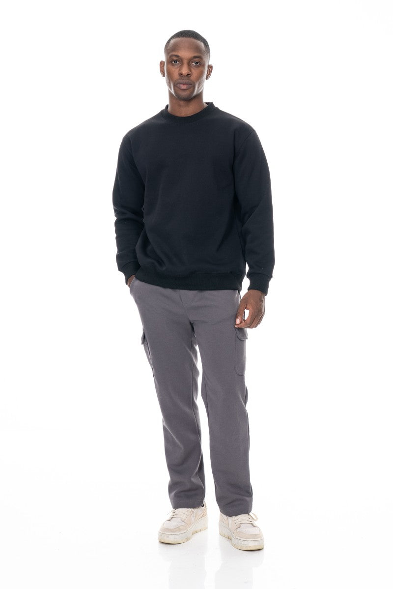 سويت شيرت قطني أساسي - أسود