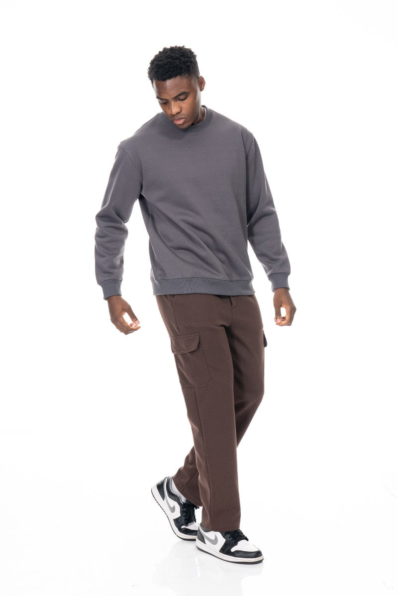 سويت شيرت قطني أساسي - رمادي داكن