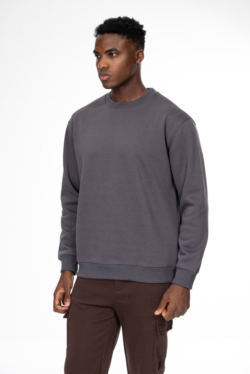 سويت شيرت قطني أساسي - رمادي داكن