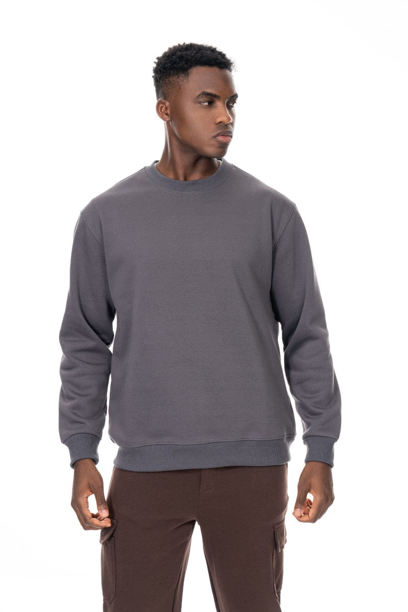 سويت شيرت قطني أساسي - رمادي داكن