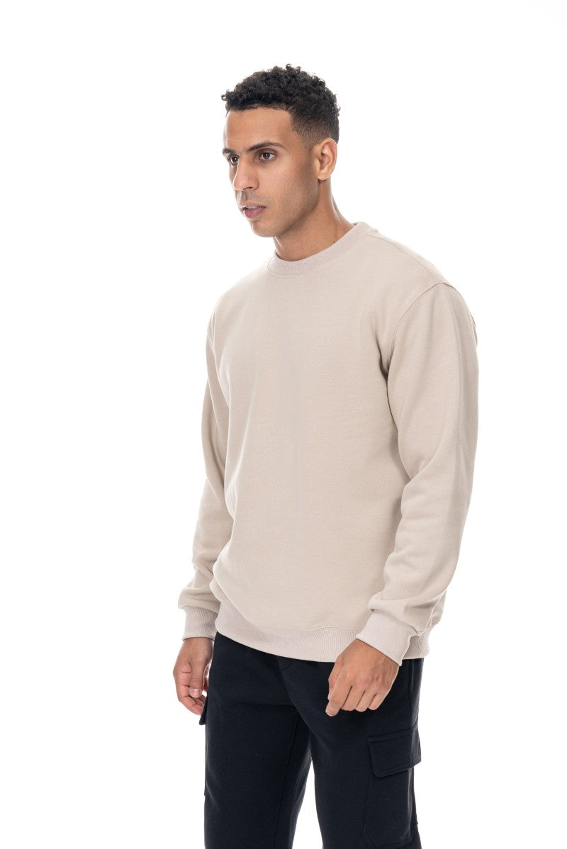 سويت شيرت قطني أساسي - بيج فاتح