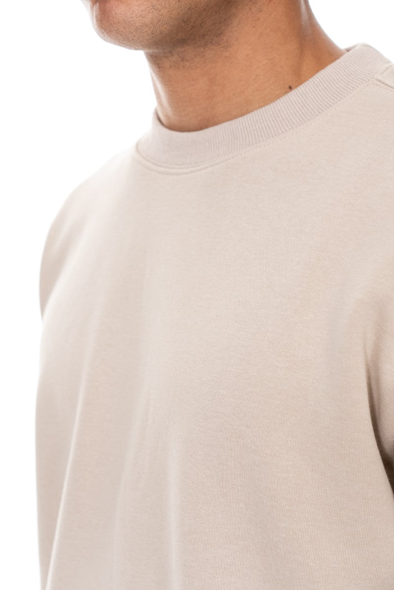 سويت شيرت قطني أساسي - بيج فاتح