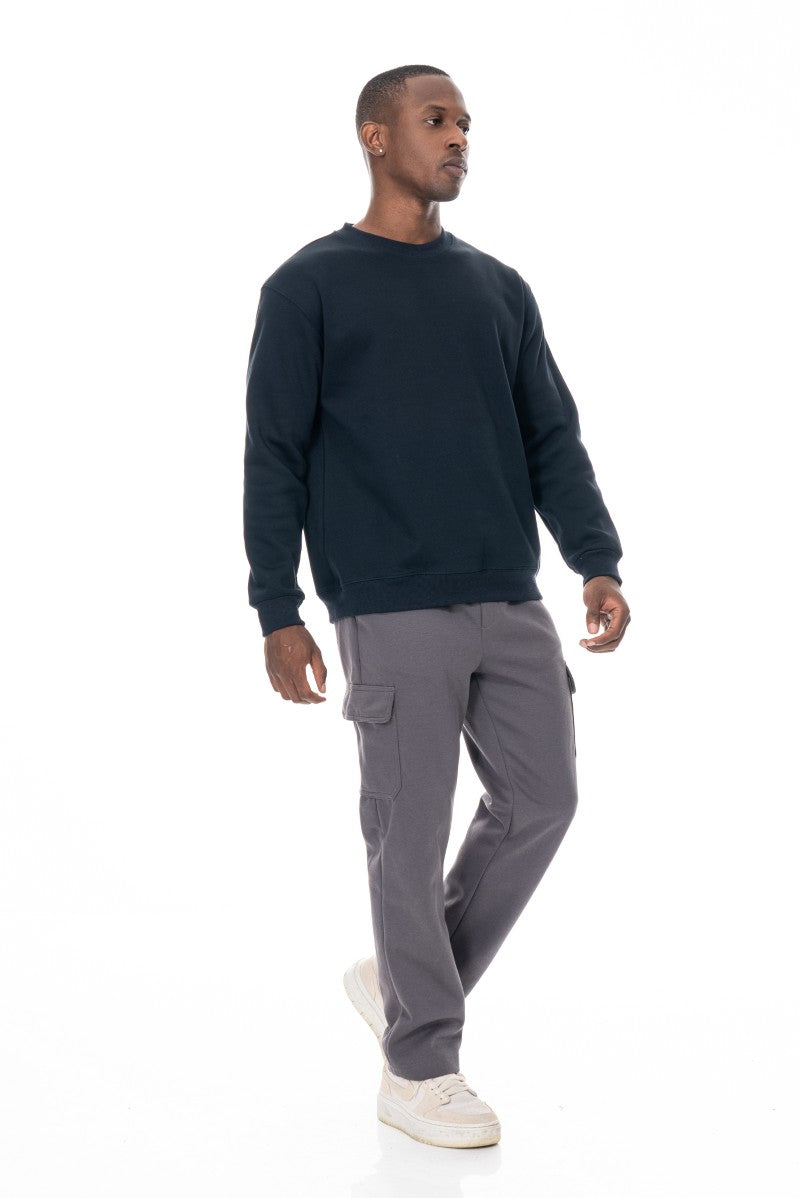 سويت شيرت قطني أساسي - كحلي