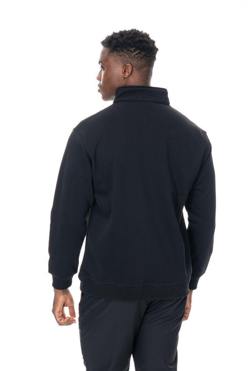 سويت شيرت قطني بنصف سحاب - أسود