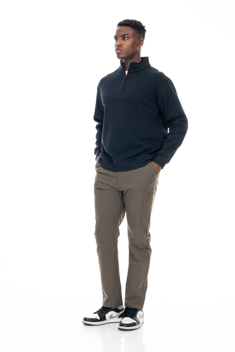 سويت شيرت قطني بنصف سحاب - كحلي