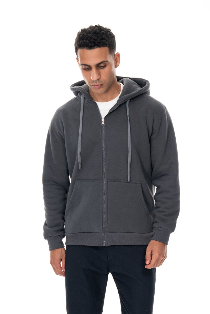هودي قطني بسحاب - رمادي داكن
